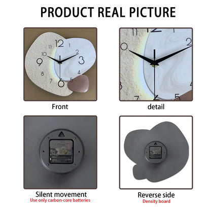 Modern Silent Wall Clock, Minimalist Pebble Design Non Ticking Quartz Clock for Living Room, Bedroom and Office