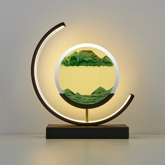 Sandlight Quicksand LED Table Lamp, Rotating 3D Moving Sand Art Night Light for Bedroom, Office and Gifts