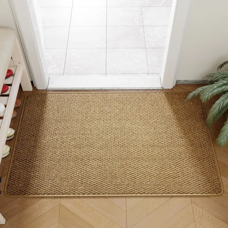 Faux Jute Doormat, Non Slip Woven Look Entrance Rug for Front Door, Hallway and Covered Porch, 3 Sizes