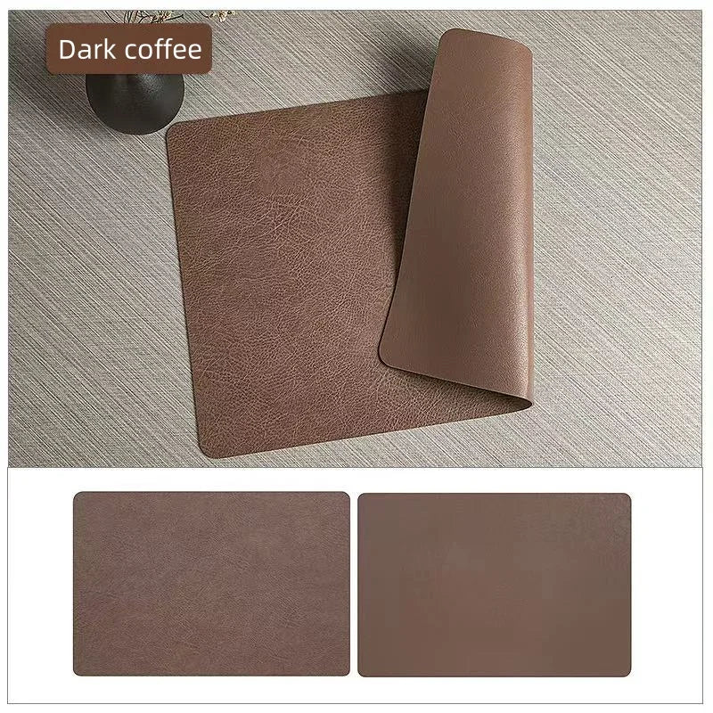 Double Sided Faux Leather Placemats, Set of 4 or 6 Rectangle Waterproof Heat Resistant Table Mats