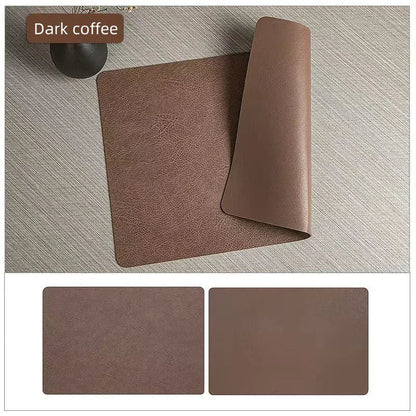 Double Sided Faux Leather Placemats, Set of 4 or 6 Rectangle Waterproof Heat Resistant Table Mats