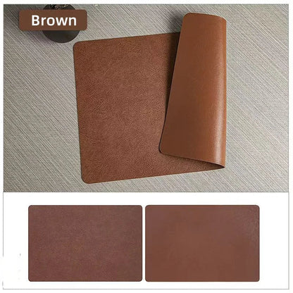 Double Sided Faux Leather Placemats, Set of 4 or 6 Rectangle Waterproof Heat Resistant Table Mats