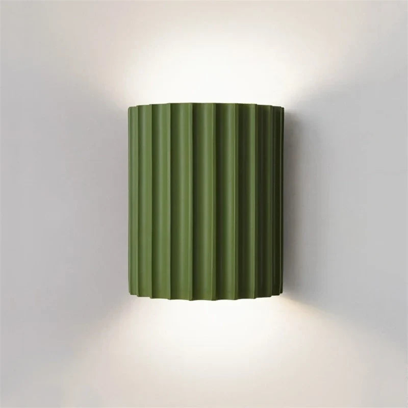 Ribbed Resin Wall Sconce, Modern Up Down Wall Light for Bedroom and Hallway, E27