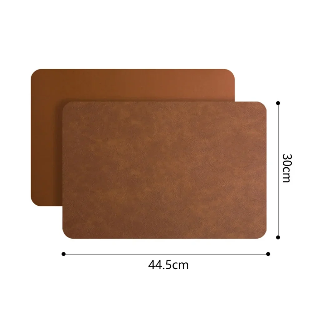 Double Sided Faux Leather Placemats, Set of 4 or 6 Rectangle Waterproof Heat Resistant Table Mats