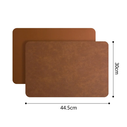 Double Sided Faux Leather Placemats, Set of 4 or 6 Rectangle Waterproof Heat Resistant Table Mats