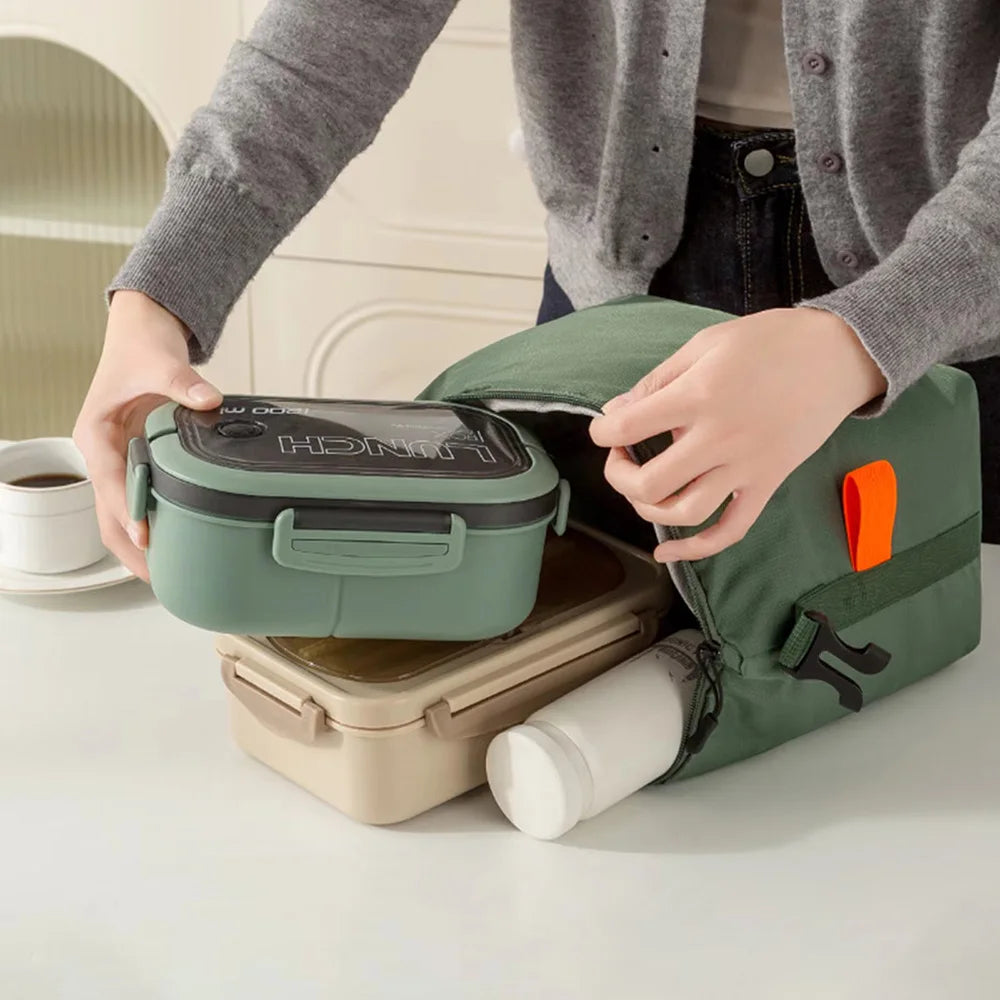 Insulated Lunch Bag with Zipper, Large Reusable Lunch Tote for Work, Office, Picnics and Travel