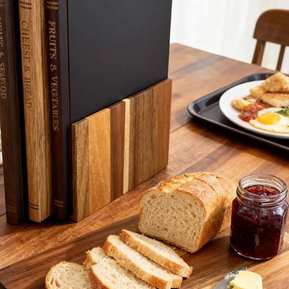 3 Piece Wood Cutting Board Set with Stand, Thick Bamboo Chopping Boards for Meat and Vegetables