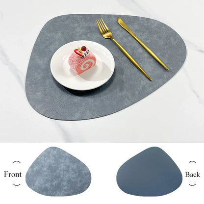 Double Sided Faux Leather Placemats, Set of 4 or 6 Waterproof Heat Resistant Table Mats, Nordic Droplet Shape