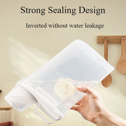 2.5L Airtight Grain Storage Container with Measuring Cup, Rice, Cereal and Flour Dispenser with Handle