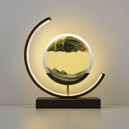 Sandlight Quicksand LED Table Lamp, Rotating 3D Moving Sand Art Night Light for Bedroom, Office and Gifts