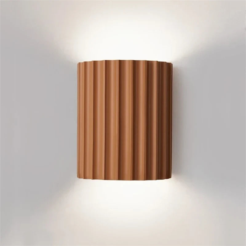 Ribbed Resin Wall Sconce, Modern Up Down Wall Light for Bedroom and Hallway, E27