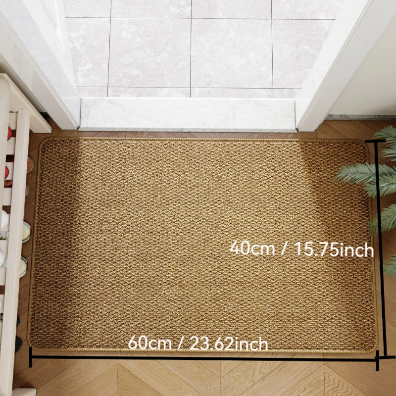 Faux Jute Doormat, Non Slip Woven Look Entrance Rug for Front Door, Hallway and Covered Porch, 3 Sizes