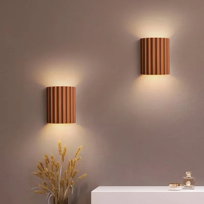 Ribbed Resin Wall Sconce, Modern Up Down Wall Light for Bedroom and Hallway, E27