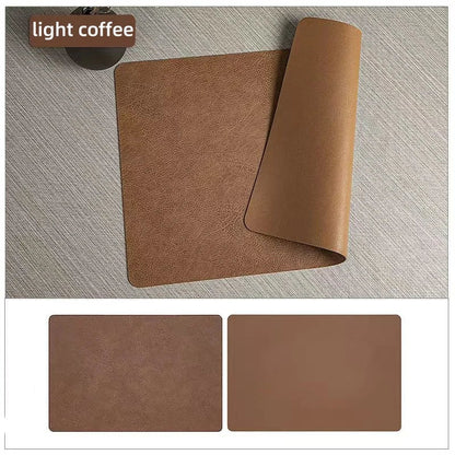 Double Sided Faux Leather Placemats, Set of 4 or 6 Rectangle Waterproof Heat Resistant Table Mats