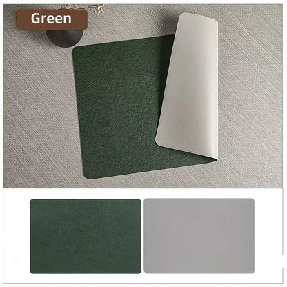 Double Sided Faux Leather Placemats, Set of 4 or 6 Rectangle Waterproof Heat Resistant Table Mats