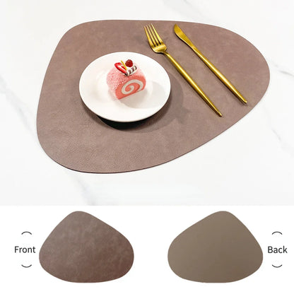 Double Sided Faux Leather Placemats, Set of 4 or 6 Waterproof Heat Resistant Table Mats, Nordic Droplet Shape