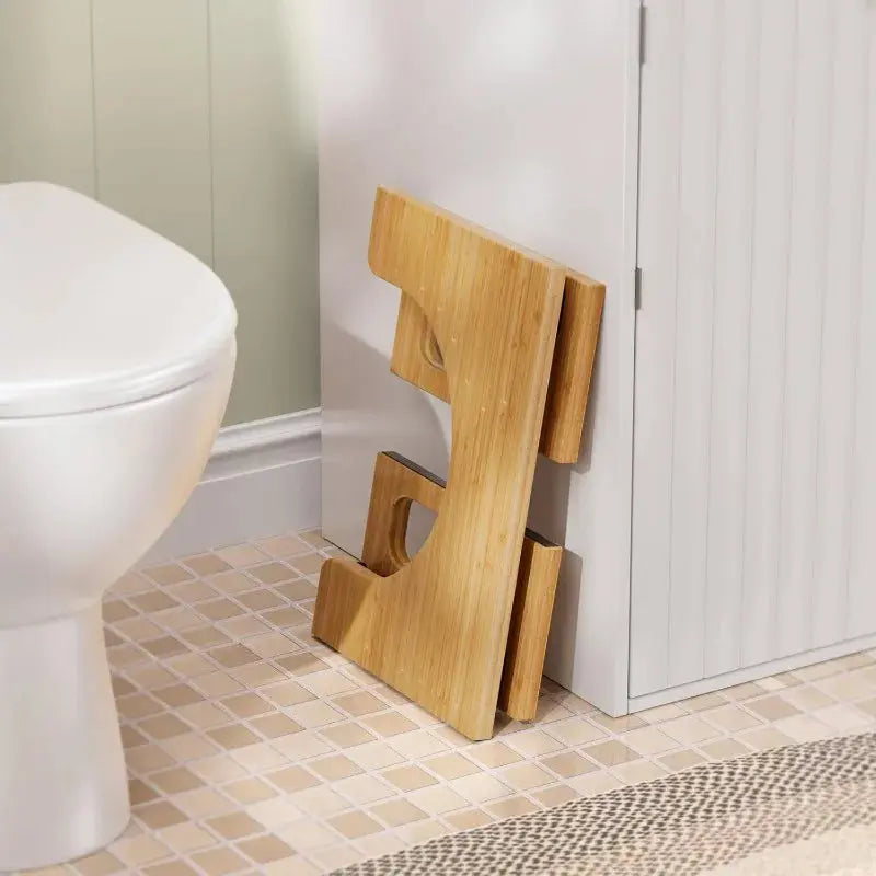Bamboo Toilet Stool, Foldable 7 in Bathroom Footstool with Non Slip Pads, No Assembly Needed