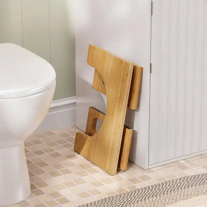 Bamboo Toilet Stool, Foldable 7 in Bathroom Footstool with Non Slip Pads, No Assembly Needed