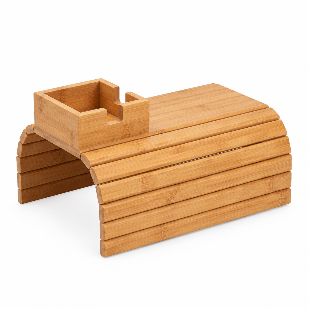Calder Bamboo Couch Armrest Tray Non Slip Sofa Table for Drinks Snacks and Remotes
