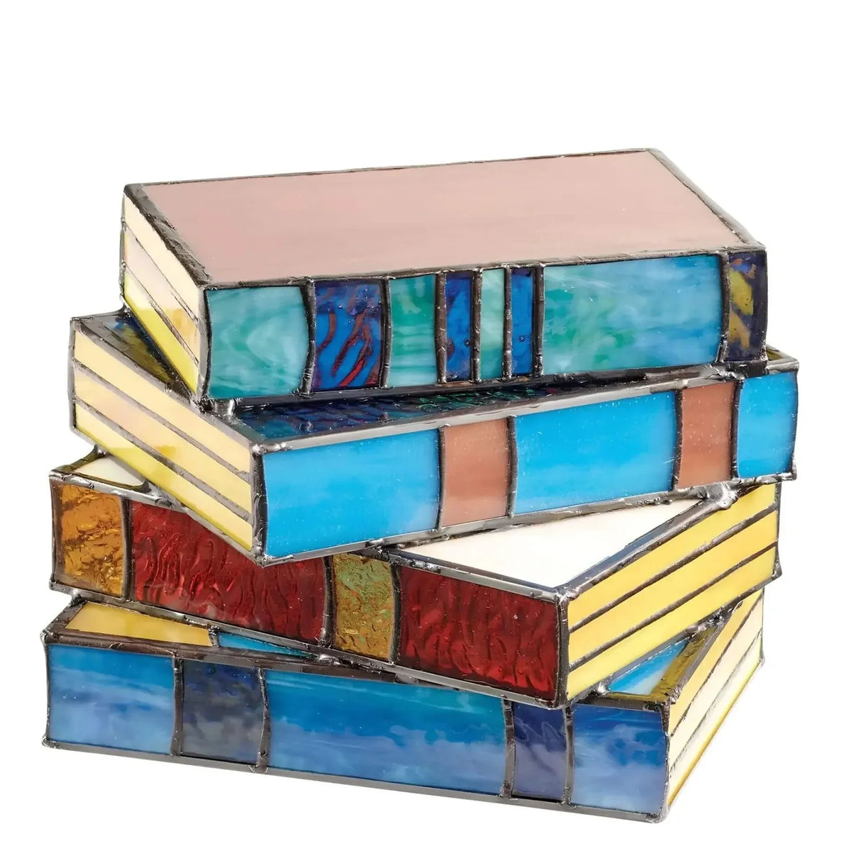 Stained Glass Book Lamp, Handmade Stacked Books Table Lamp, Gift for Book Lovers and Reading Nooks