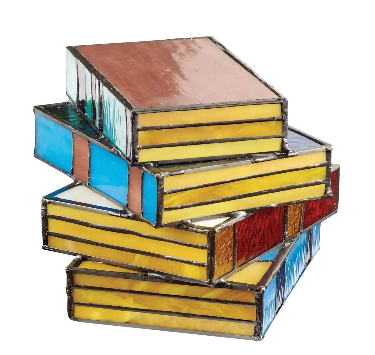 Stained Glass Book Lamp, Handmade Stacked Books Table Lamp, Gift for Book Lovers and Reading Nooks