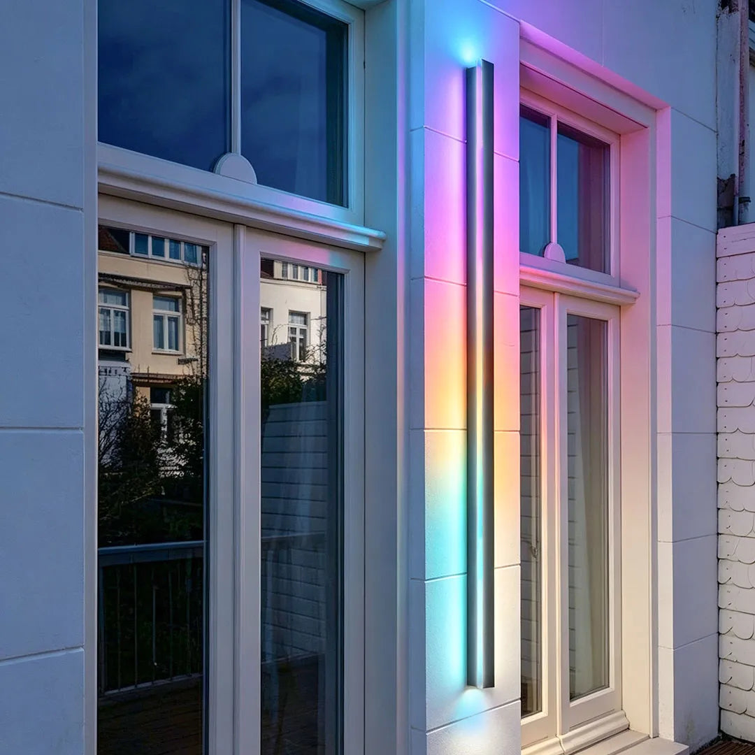 Outdoor LED Linear Wall Light, Black Long Strip Wall Sconce, IP65, Warm White or RGB