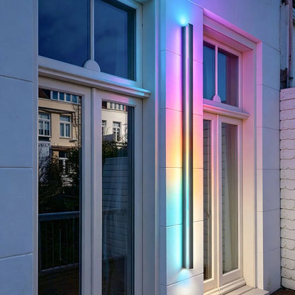 Outdoor LED Linear Wall Light, Black Long Strip Wall Sconce, IP65, Warm White or RGB