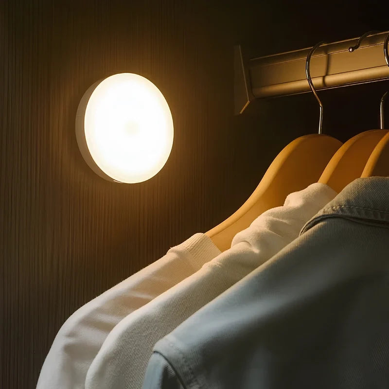 Circle Motion Sensor Night Light, Wireless LED Puck Light for Stairs, Closets and Hallways