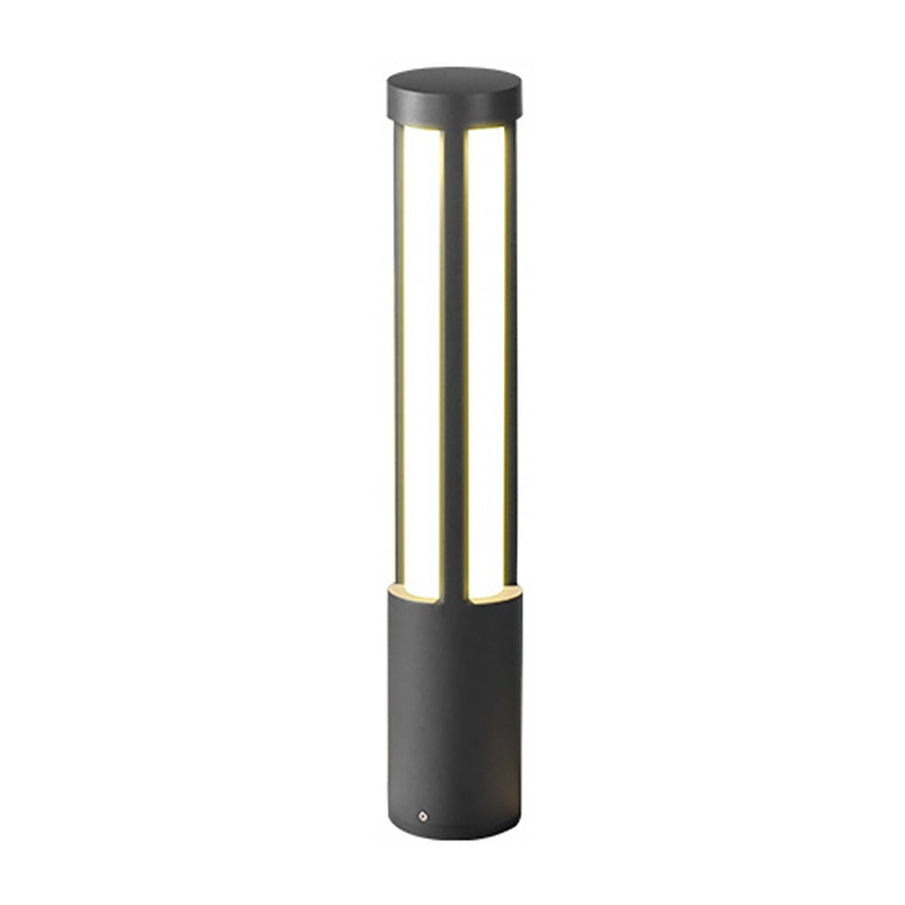 Modern Outdoor LED Bollard Light, Black Cylinder Pathway Light, 3000K Warm White, IP65