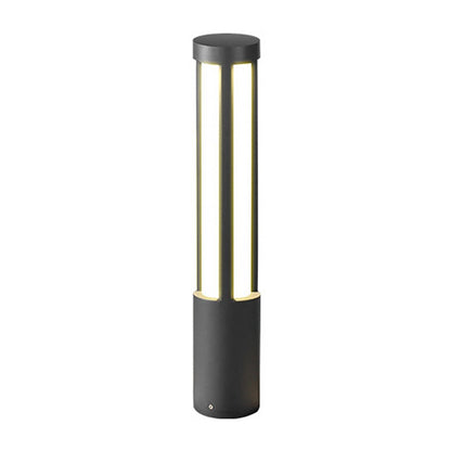 Modern Outdoor LED Bollard Light, Black Cylinder Pathway Light, 3000K Warm White, IP65