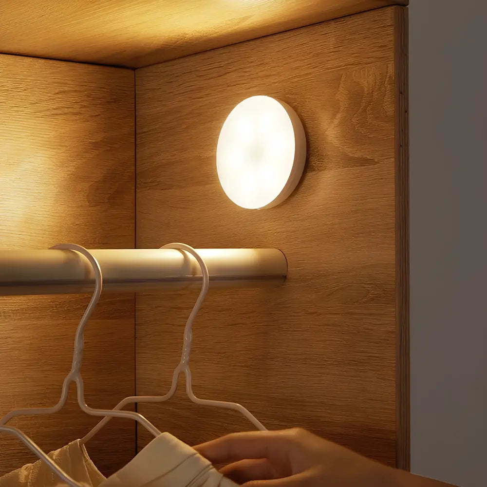 Circle Motion Sensor Night Light, Wireless LED Puck Light for Stairs, Closets and Hallways