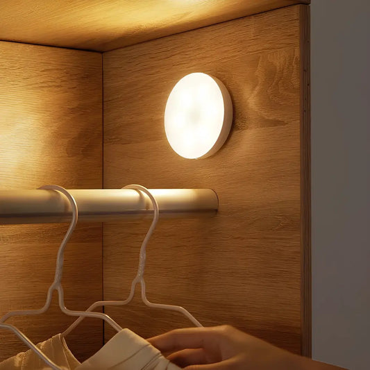 Circle Motion Sensor Night Light, Wireless LED Puck Light for Stairs, Closets and Hallways