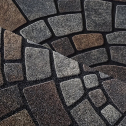 Half Circle Door Mat, Non Slip Stone Mosaic Entryway Rug for Indoor and Outdoor Use