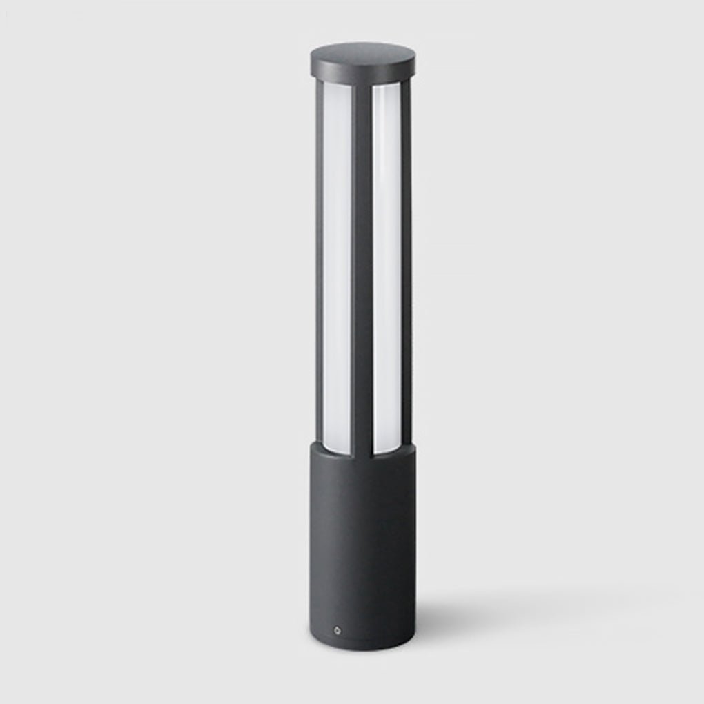 Modern Outdoor LED Bollard Light, Black Cylinder Pathway Light, 3000K Warm White, IP65