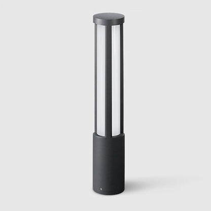 Modern Outdoor LED Bollard Light, Black Cylinder Pathway Light, 3000K Warm White, IP65