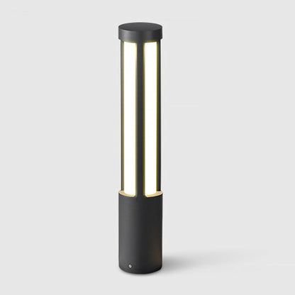 Modern Outdoor LED Bollard Light, Black Cylinder Pathway Light, 3000K Warm White, IP65