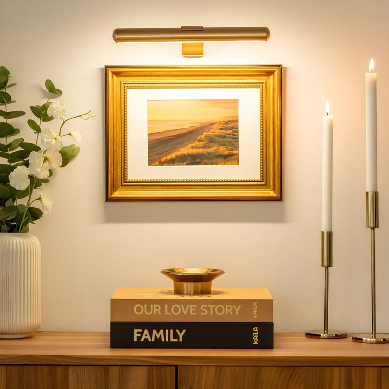 Cordless Picture Light with Remote, Rechargeable LED Art Light, Dimmable 3 Color