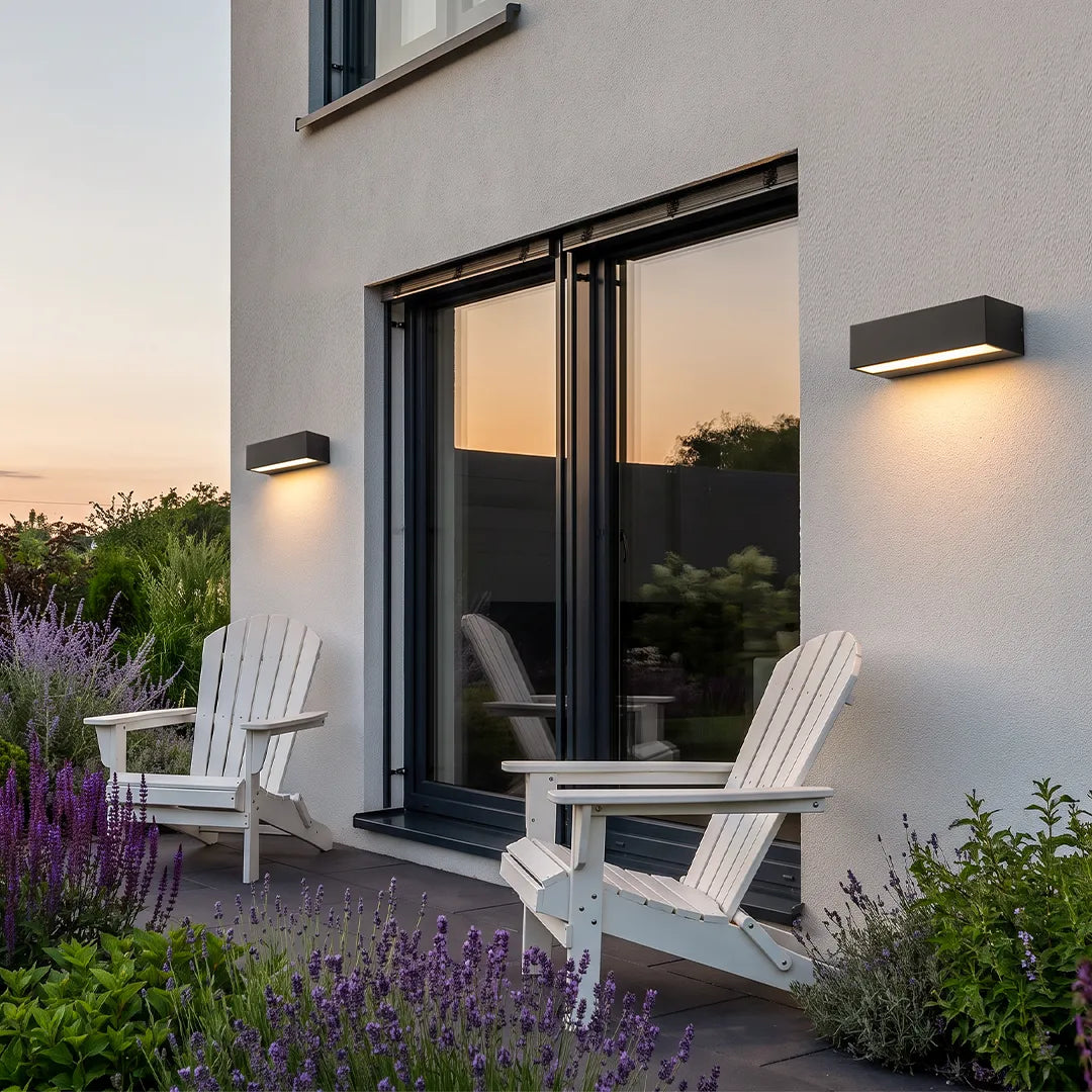 Modern Exterior Porch Light Fixture, Black LED Linear Wall Washer, IP65 Waterproof
