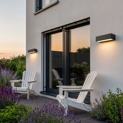 Modern Exterior Porch Light Fixture, Black LED Linear Wall Washer, IP65 Waterproof