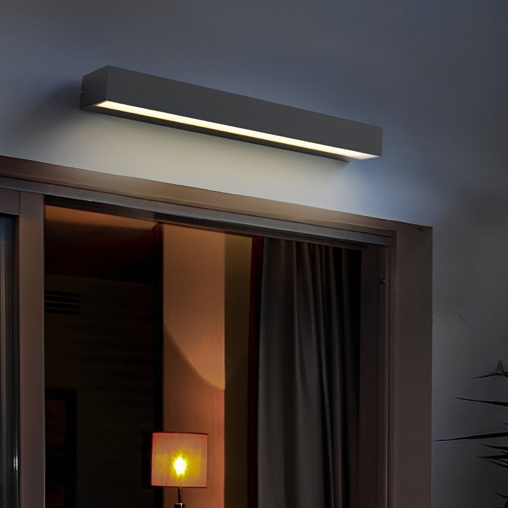 Modern Exterior Porch Light Fixture, Black LED Linear Wall Washer, IP65 Waterproof