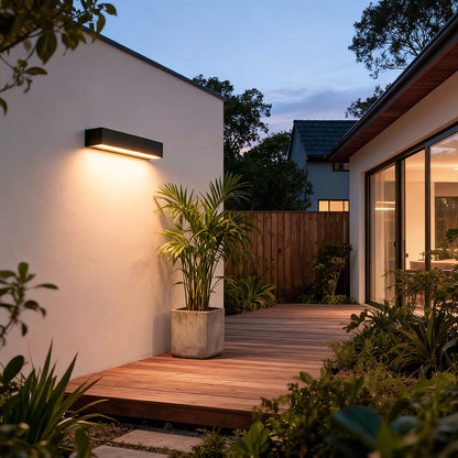 Modern Exterior Porch Light Fixture, Black LED Linear Wall Washer, IP65 Waterproof