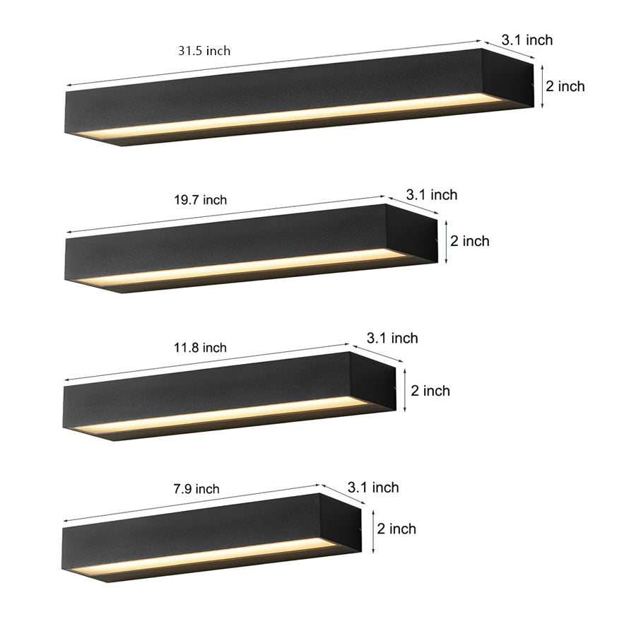 Modern Exterior Porch Light Fixture, Black LED Linear Wall Washer, IP65 Waterproof