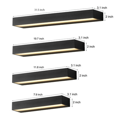 Modern Exterior Porch Light Fixture, Black LED Linear Wall Washer, IP65 Waterproof