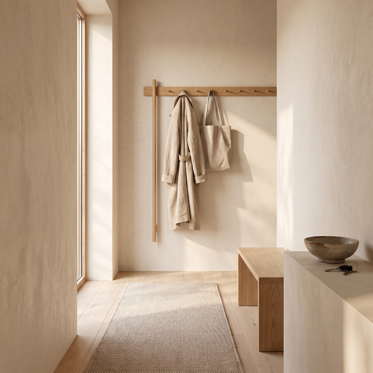 Villavelv entryway with wall rack and mat