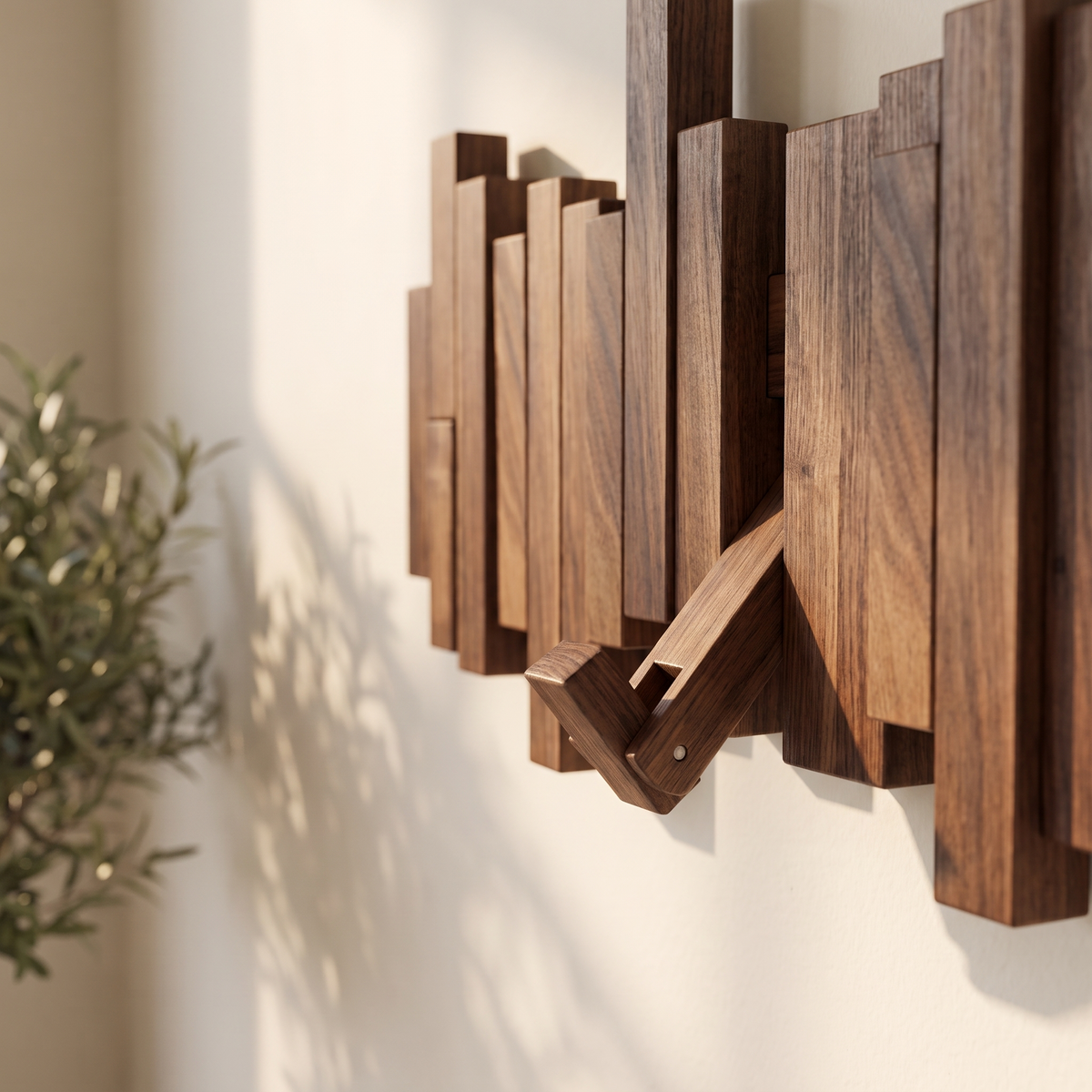 Detail of the folding magnetic hooks