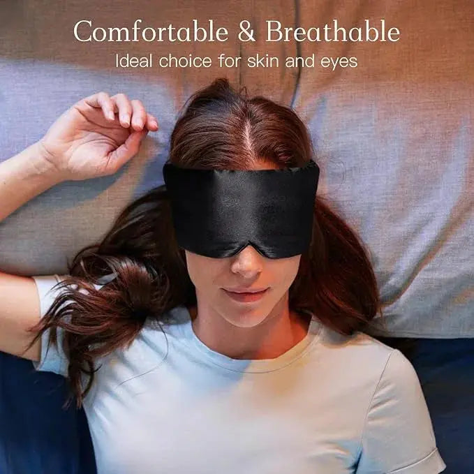 Satin Sleep Mask for Total Darkness, Full Coverage Eye Mask with Adjustable Strap