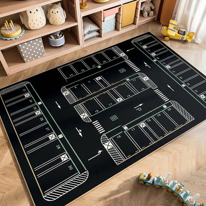Parking Lot Play Mat Rug for Kids, Non Slip Car Play Rug for Playroom, Bedroom and Reading Corner