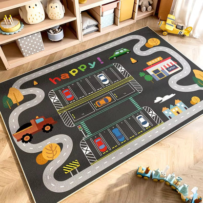 Parking Lot Play Mat Rug for Kids, Non Slip Car Play Rug for Playroom, Bedroom and Reading Corner