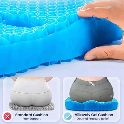 Honeycomb Gel Seat Cushion, Cooling Silicone Chair Pad with Washable Cover, 16 x 13 in
