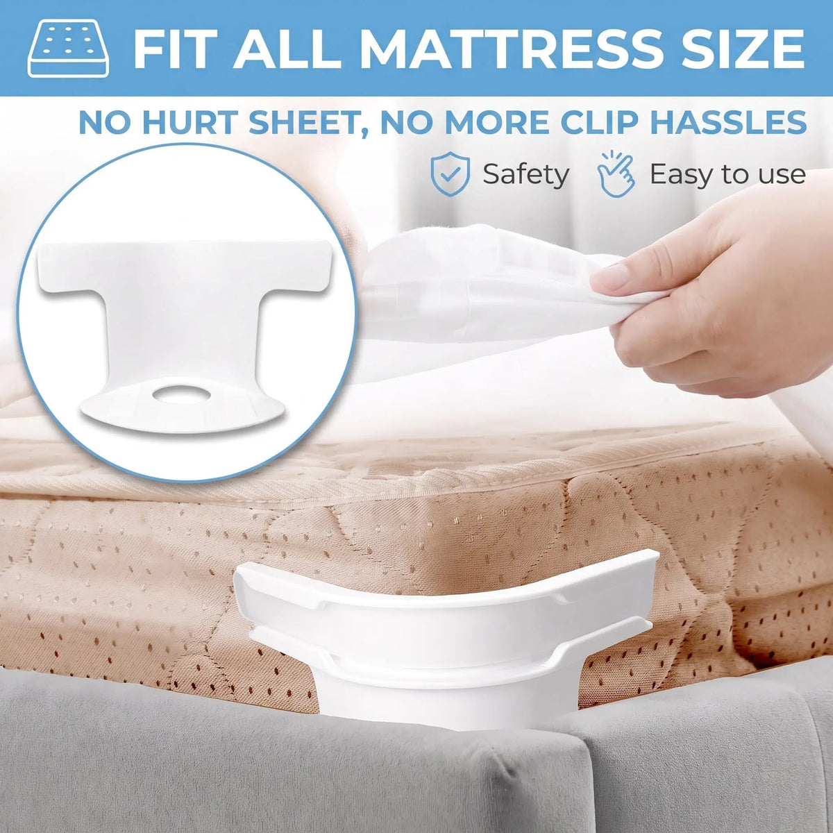 Bed Sheet Holder Straps, 4 Pack Adjustable Elastic Sheet Grippers for Fitted Sheets